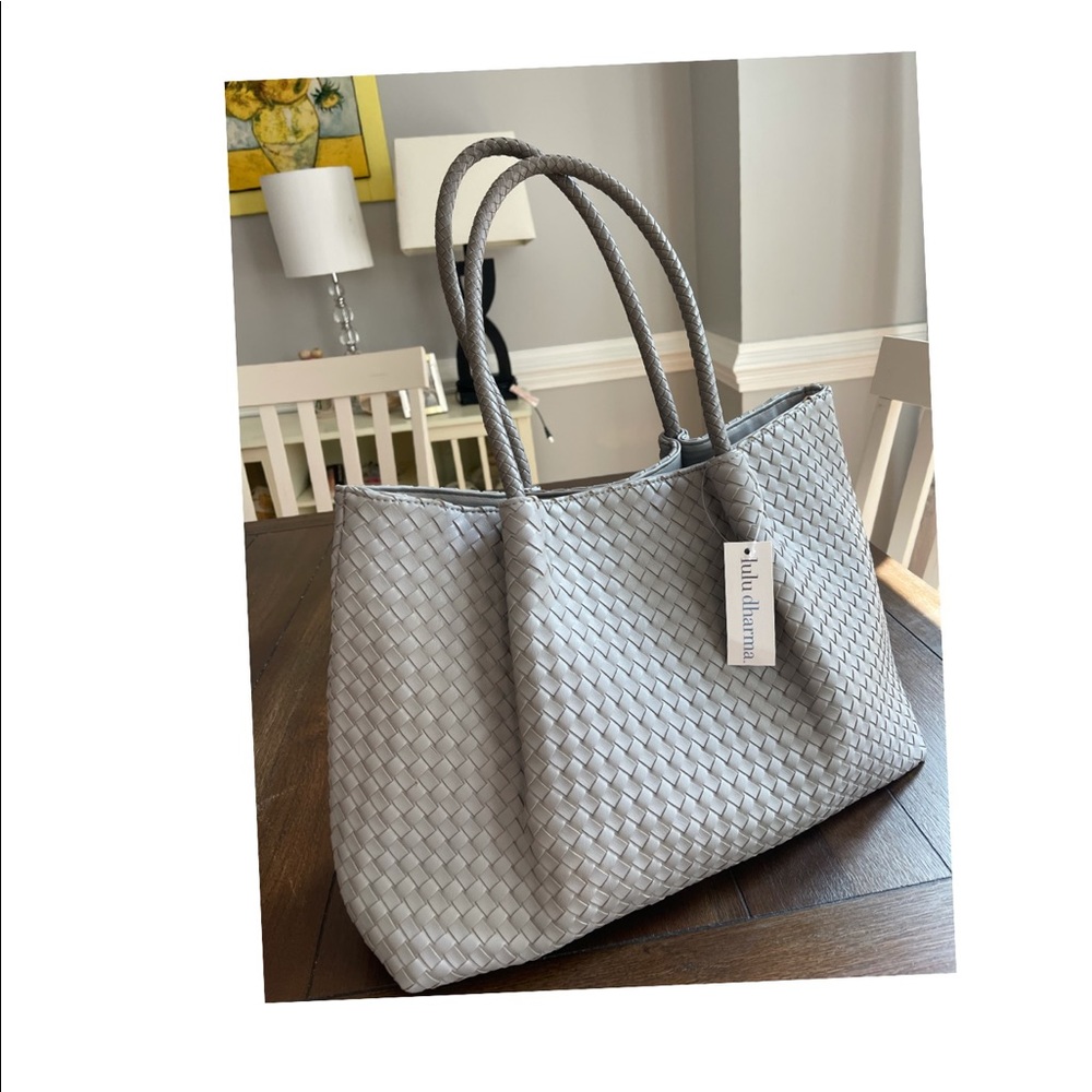 Lulu Dharma Woven Gray Tote Bag